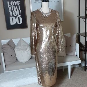 Gianni Bini Solid Gold Sequin Dress (4) NWT!
